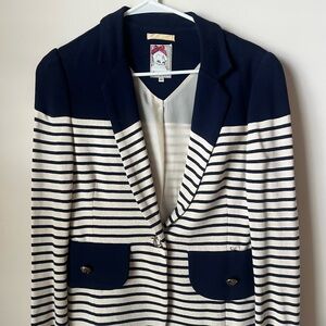 Navy and White Striped Women's Blazer